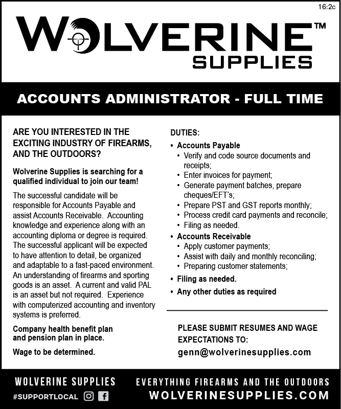 Wolverine Supplies - Virden, MB - Accounts Administrator 